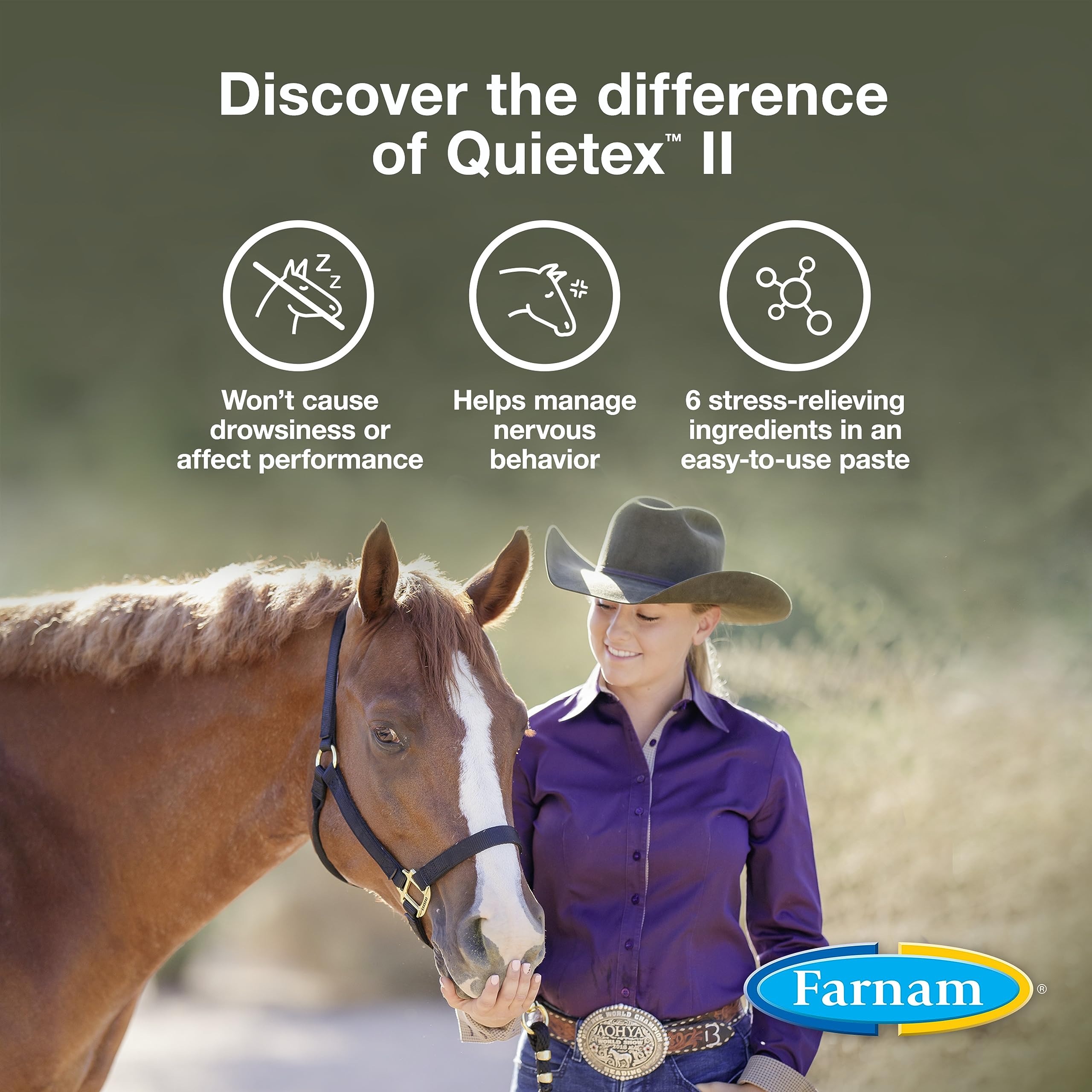 Farnam Quietex II Horse Calming Supplement Paste for Horses, Helps manage nervous behavior and keep horses calm & composed in st